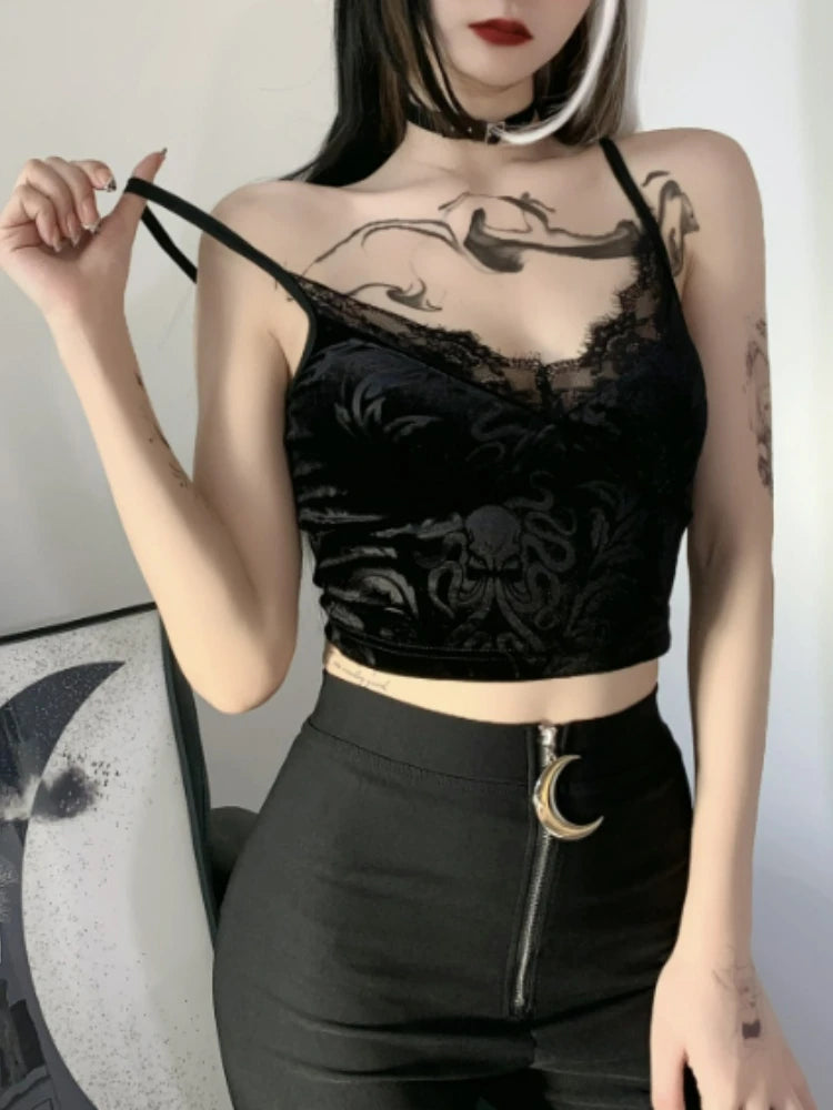Lace Patchwork Velvet Crop Corset Main image