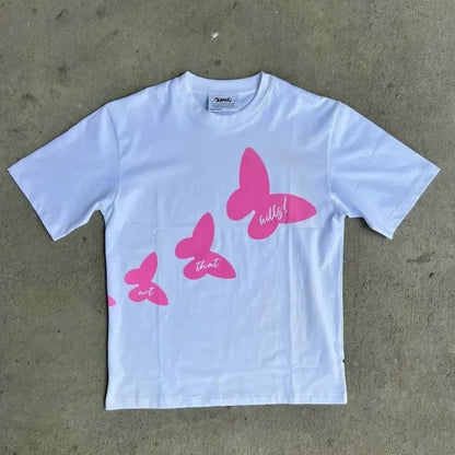 Cartoon Letter Print Oversized Cotton T-shirt