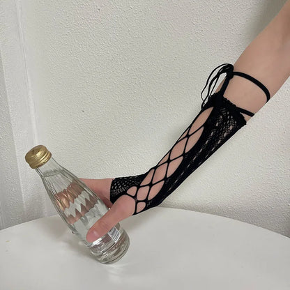 Gothic Lace Cross Strap Glove