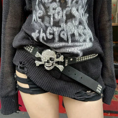 Rivet Gothic Wide Punk Rock Skull Belt