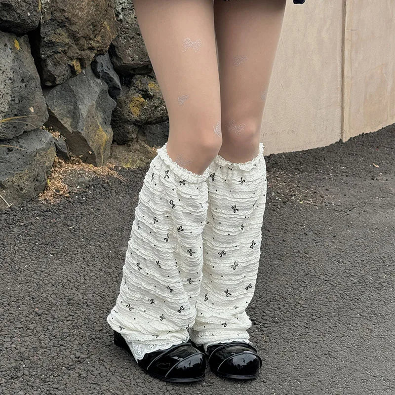 Gothic Pleated Bow Ballet Sock