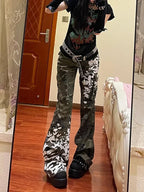 Printed Gothic Dragon Flared Pant