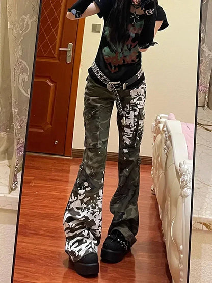 Printed Gothic Dragon Flared Pant