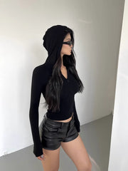 Black PU High Waist Short