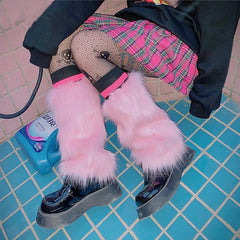 Gothic Furry Boot Cover Leg Sock