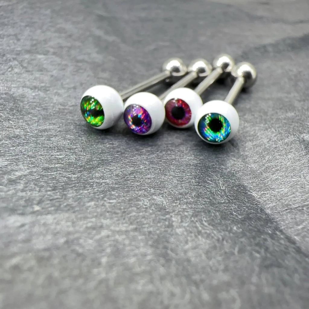 Punk White Porcelain Magic Eye Tongue Ring