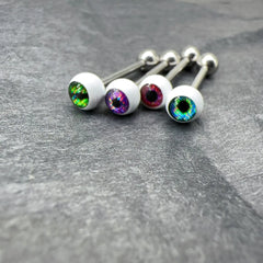 Punk White Porcelain Magic Eye Tongue Ring