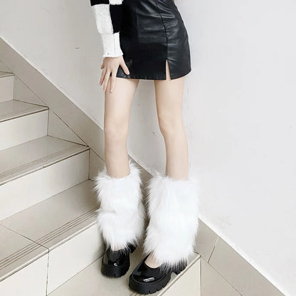 Gothic Furry Boot Cover Leg Sock
