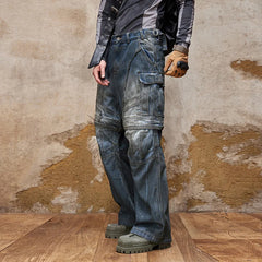 Retro Gothic Multi-Pocket Denim Pant