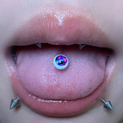 Punk White Porcelain Magic Eye Tongue Ring
