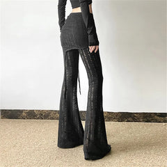 High-Waisted Distressed Flare Pants