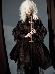 Gothic Ruffle Batwing Sleeve Blouse