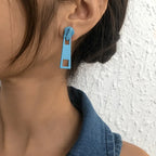 Personality Zipper Geometric Hip Hop Earring