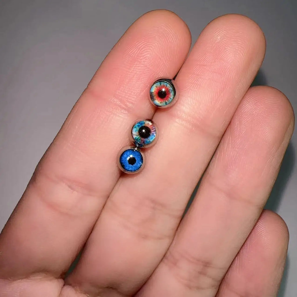 Magic Pupil Glued Eye Stainless Steel Tongue Ring