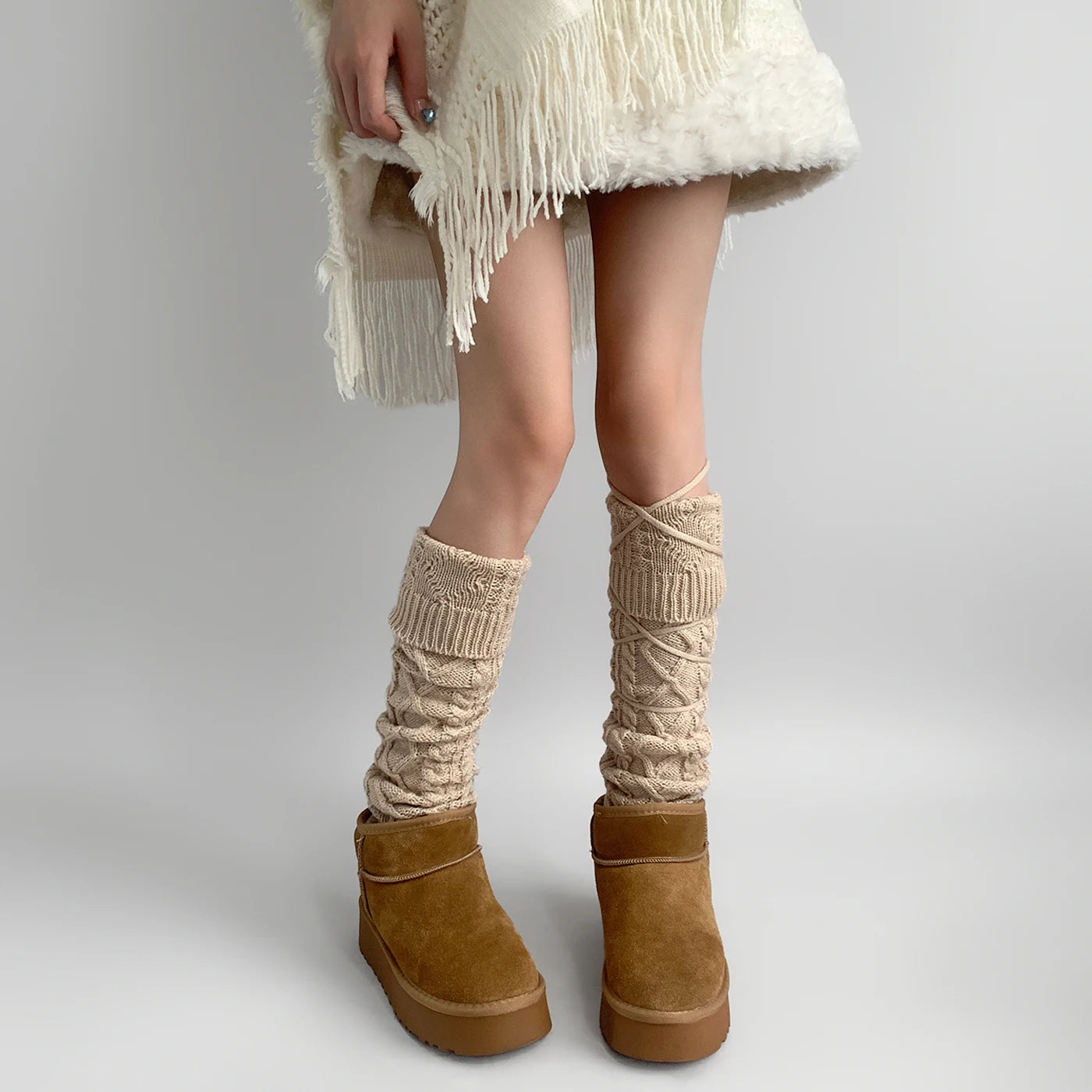 Gothic Lace-up Wool Calf Sock