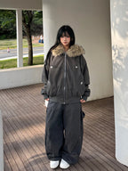 Fur Collar Fleece Parka Coat