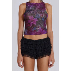 Lace Layered Mesh Bloomer Short