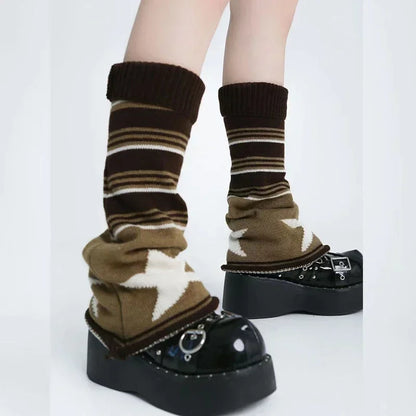 Gothic Brown Star Knitted Sock