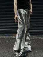 Grey Gothic Bow Flare Denim Pant