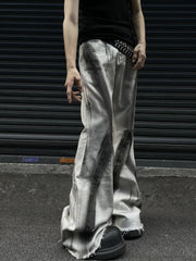 Grey Gothic Bow Flare Denim Pant