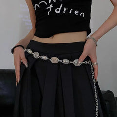 Silver Gothic Retro Waist Chain Belt
