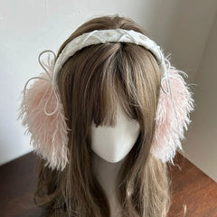 Y2K Faux Hair Bow Tie Earmuff