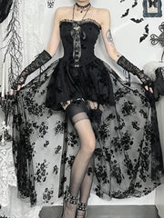 Floral Mesh Corset Midi Dress