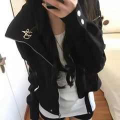 Solid Color Zipper Detail Jacket