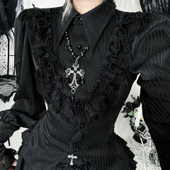 Gothic Satin Striped Blouse