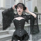 Gothic Flared Sleeve Silk Blouse