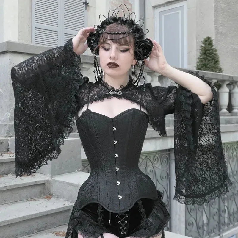 Gothic Flared Sleeve Silk Blouse