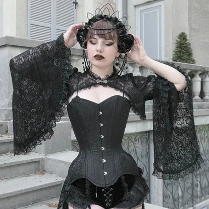 Gothic Flared Sleeve Silk Blouse
