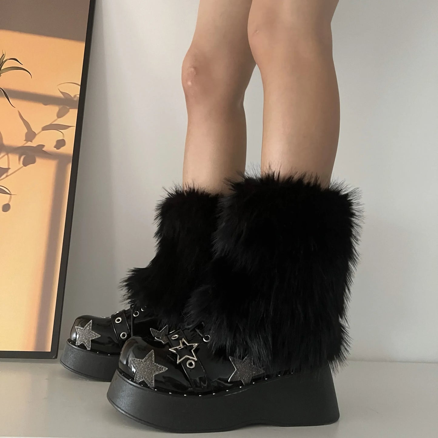 Gothic Rabbit Fur Plush Leg Sock