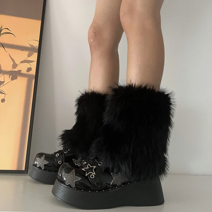 Gothic Rabbit Fur Plush Leg Sock