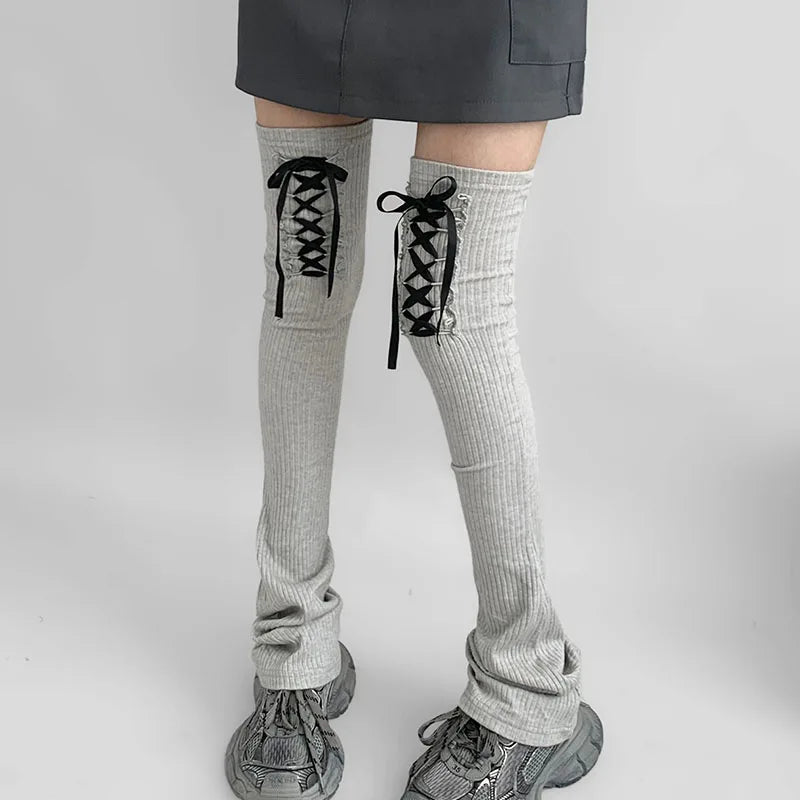 Gothic Lace-up Knee-high Strap Sock Main image