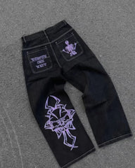 Retro Gothic Skull Embroidery Pant