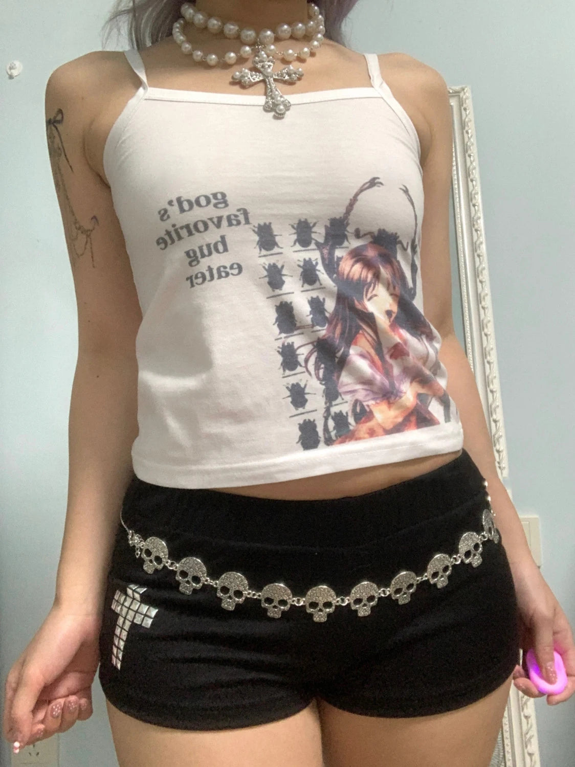 Y2K Gothic Studded Denim Shorts