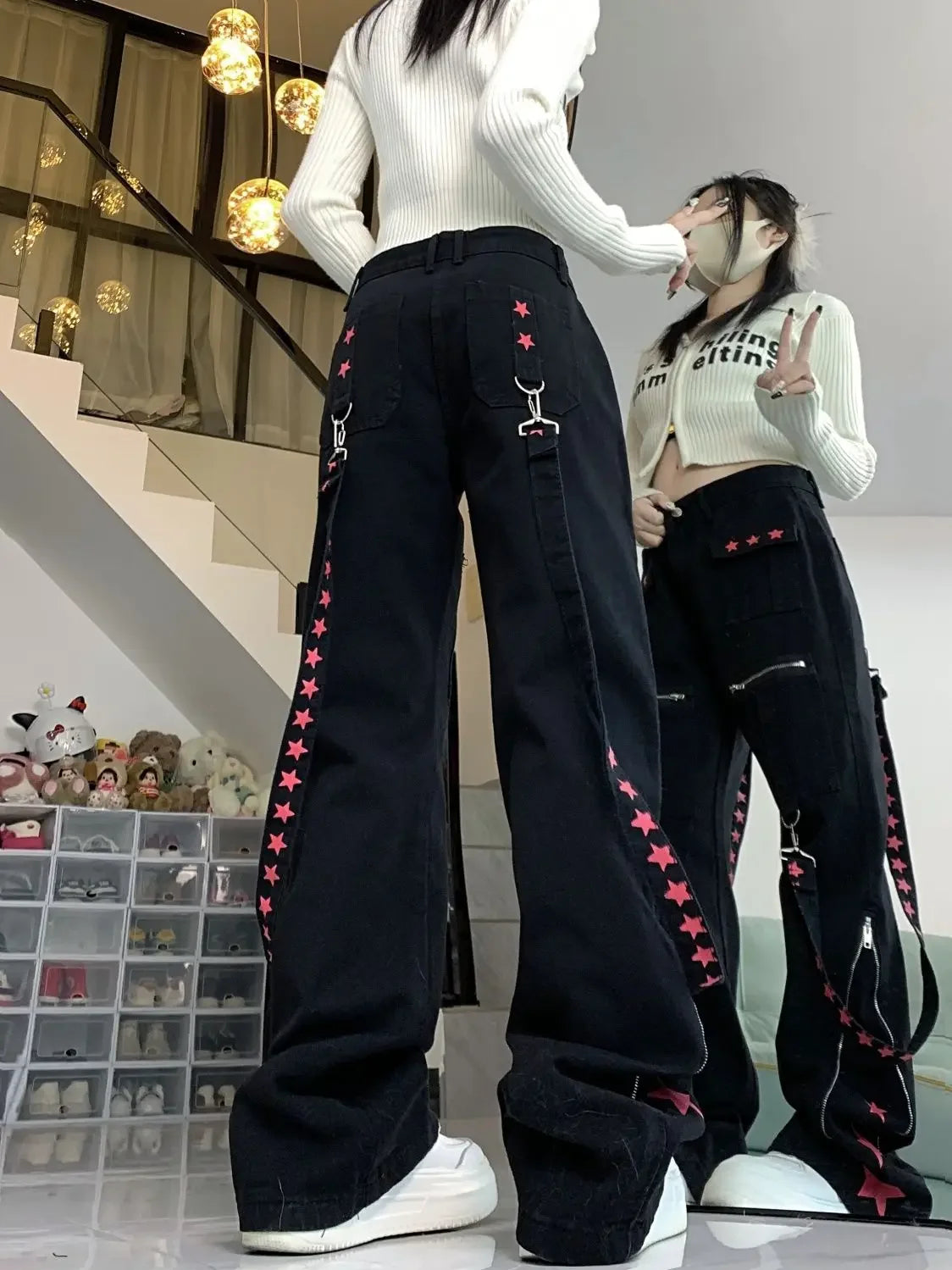 Contrast Stitch Loose Pants Secondary image
