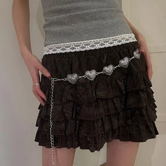 Punk Gothic Silver Heart Waist Chain Belt