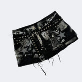 Rhinestone Denim Retro Black Skirt