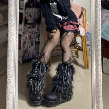 Gothic Faux Fur Plush Long Leg Sock