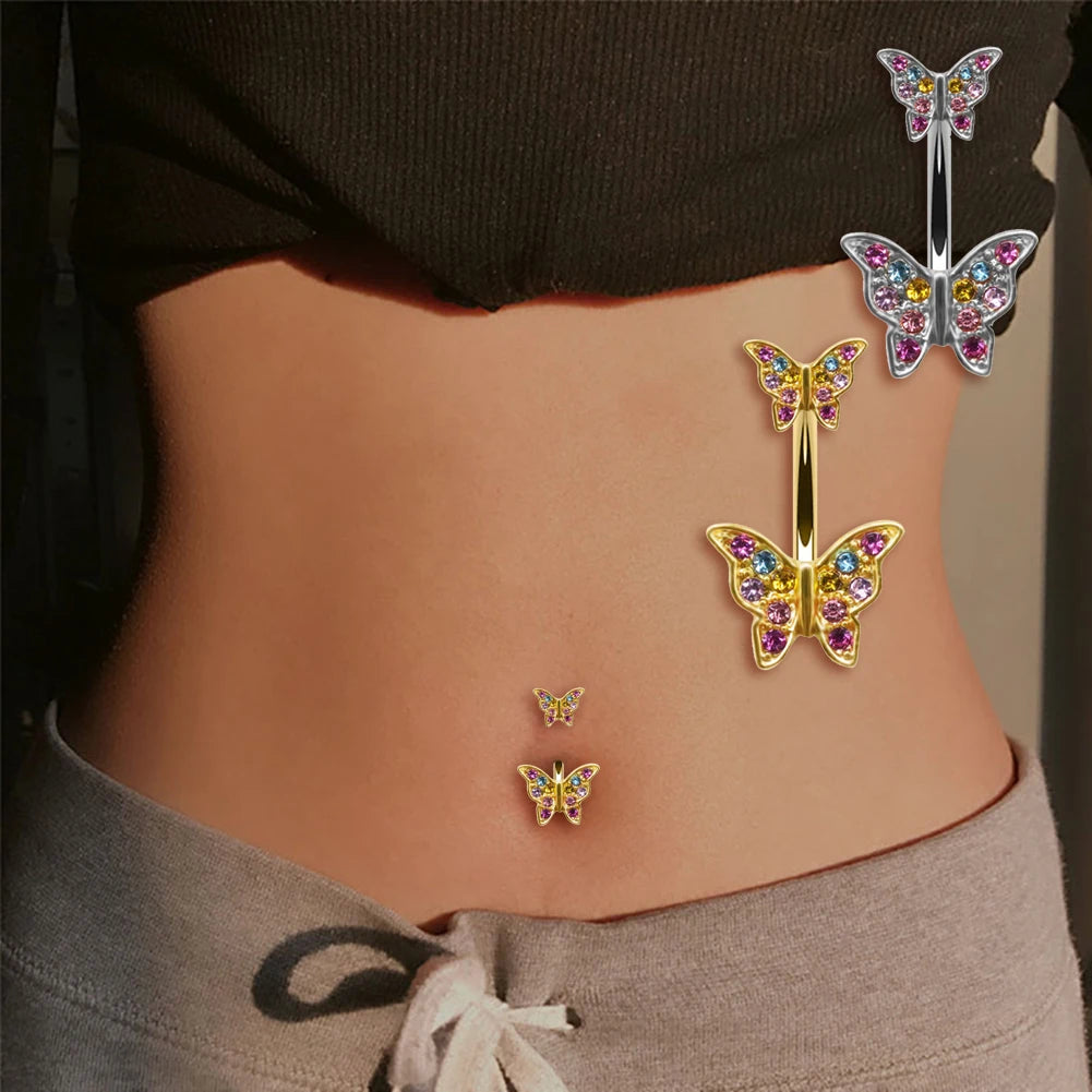Gothic Butterfly Pendant Belly Ring Main image