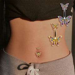Gothic Butterfly Pendant Belly Ring