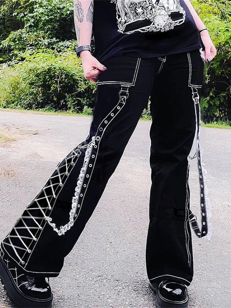 Bandage Gothic Denim Punk Pant