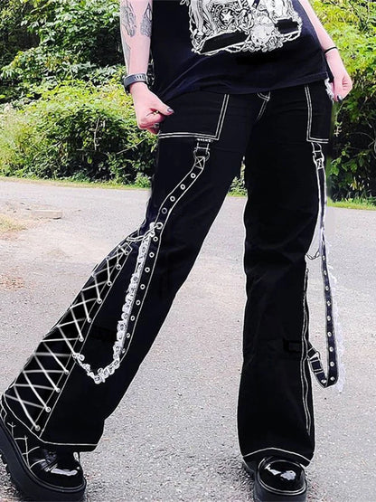 Bandage Gothic Denim Punk Pant