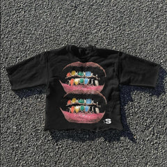 Hip Hop Teeth Graphic Cotton Oversized T-shirt
