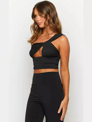 Spicy Girl One Shoulder Open Back Crop Top