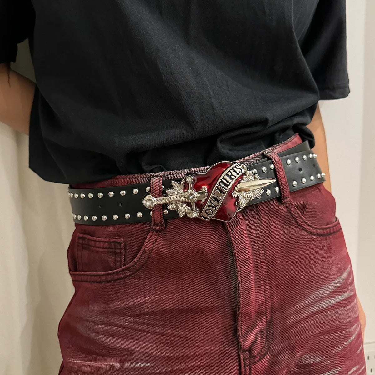 Y2K Unisex Gothic Red Heart Belt Main image