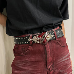 Y2K Unisex Gothic Red Heart Belt