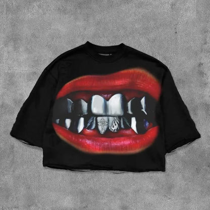 Gothic Teeth Graphic Cotton T-shirt